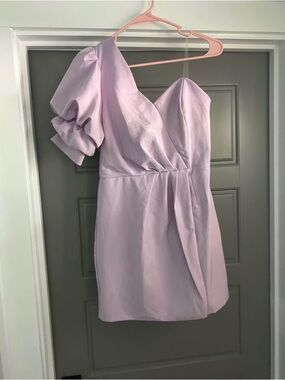 DO+BE Lilac One-Shoulder Mini Dress with Puff Sleeve